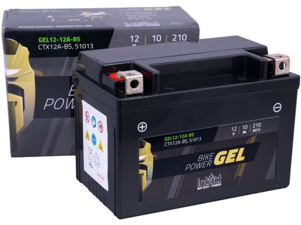 Intact GEL12-12A-BS GEL-Motorradbatterie ersetzt GEL 12-12A-BS 12V 10Ah