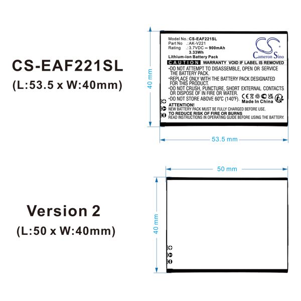 Akku passend für Seniorenhandy Emporia Flip V221, Active Glam 4G ersetzt AK-V221