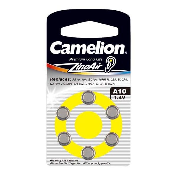 Camelion A10 Zink-Luft Hörgerätebatterie im 6er Pack