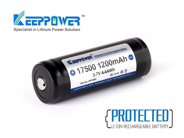 Keeppower 17500 3.7V 1200mAh Li-Ion Akku (Button Top) geschützt