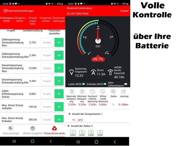 EREMIT 12V 100Ah LiFePo4 Akku mit Heizung, Display, Bluetooth BMS