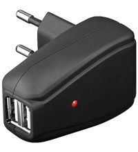 Netzteil 230V auf 2x USB, 2.4A Schwarz