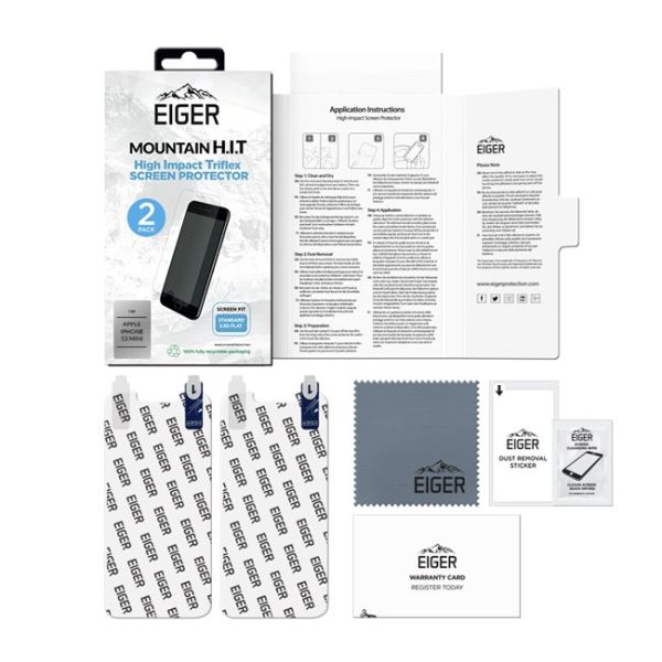 EIGER APPLE IPHONE 13 MINI DISPLAY-GLAS (2ER PACK) HIGH-IMPACT TRI FLEX KLAR