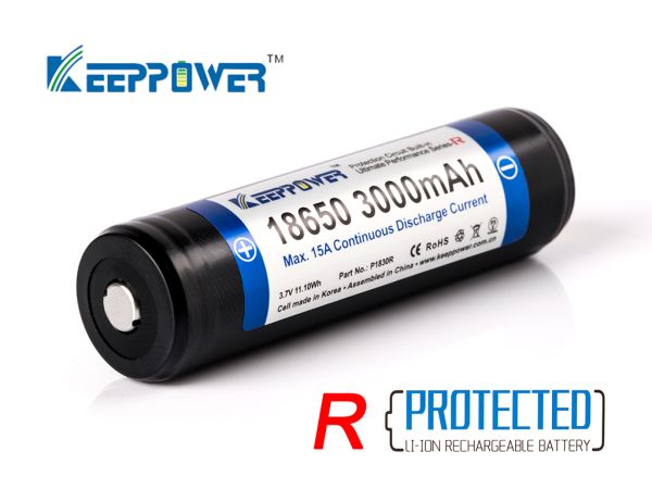 Keeppower R 18650 3.7V 3000mAh Li-Ion Akku mit PCB bis 15A