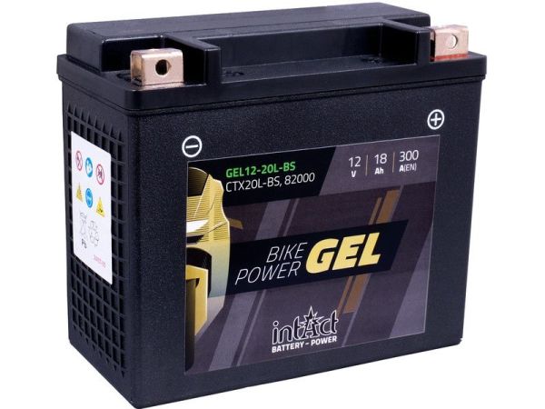 Intact GEL12-20L-BS GEL-Motorradbatterie ersetzt GEL 12-20L-BS, 51821 12V 18Ah