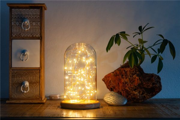 Glasglocke mit LED-Micro-Lichterkette